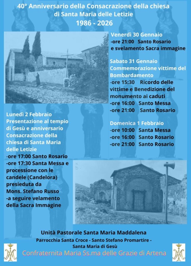 Santuario di Santa Maria delle Letizie (Artena): Commemorazione del ...