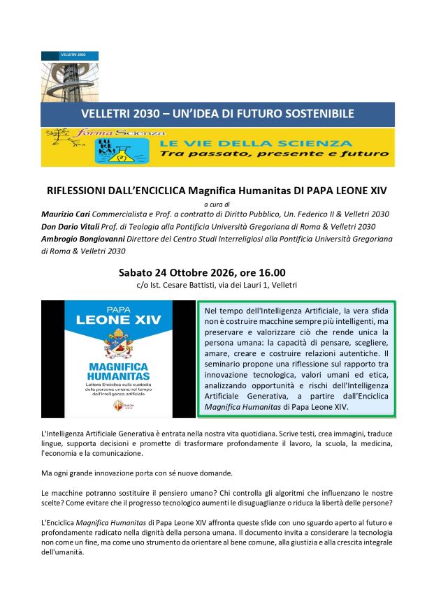 Velletri 20230: Riflessioni dall’enciclica Magnifica Humanitas di Leone XIV